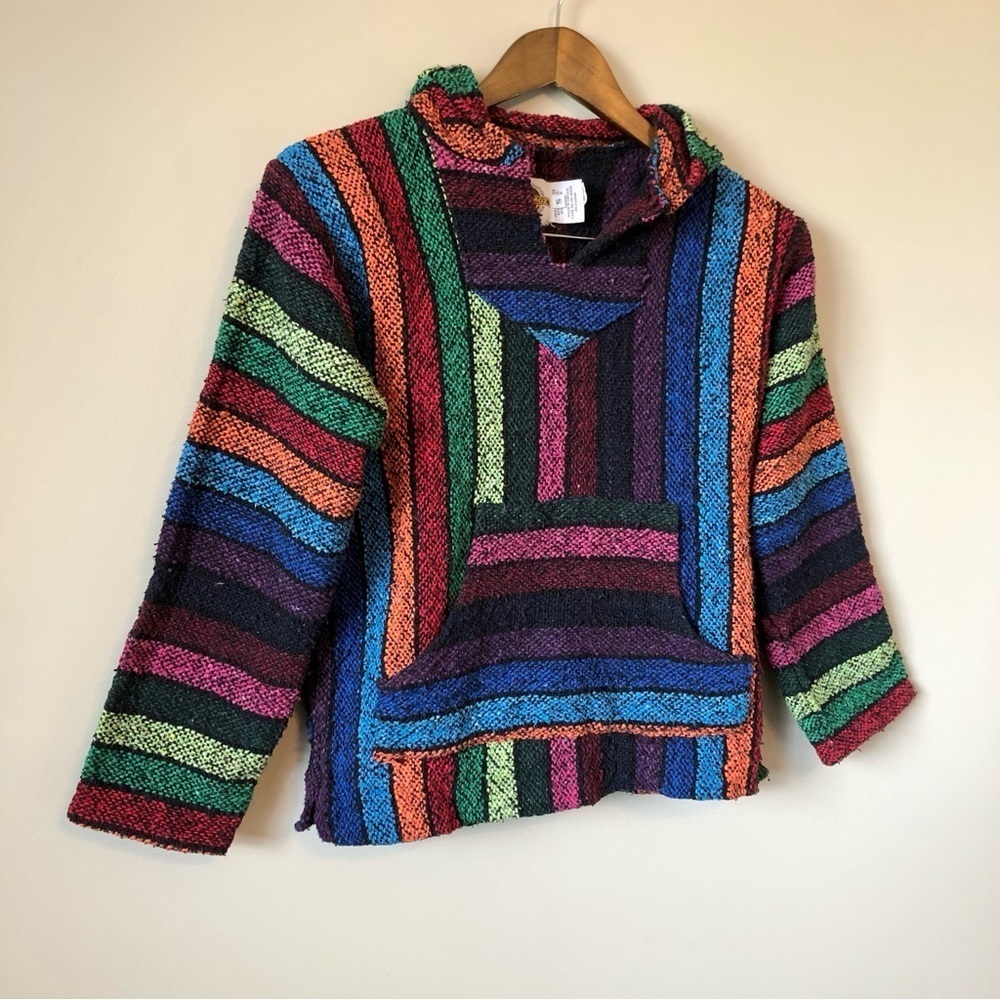 ✨$8 CLEAR-OUT✨ Earth Ragz Vintage Hippie Knit Long Sleeve Hoodie Sweater Poncho